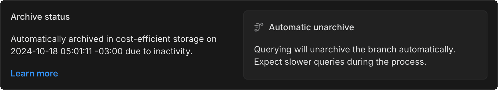 example of an archived branch on the branches page