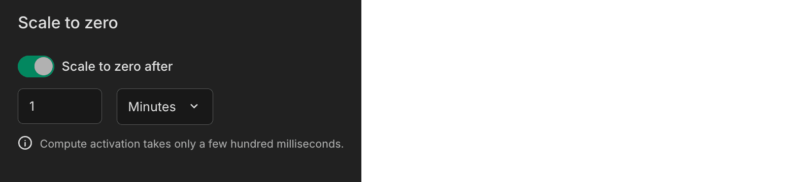 Scale to zero control on the Edit compute page